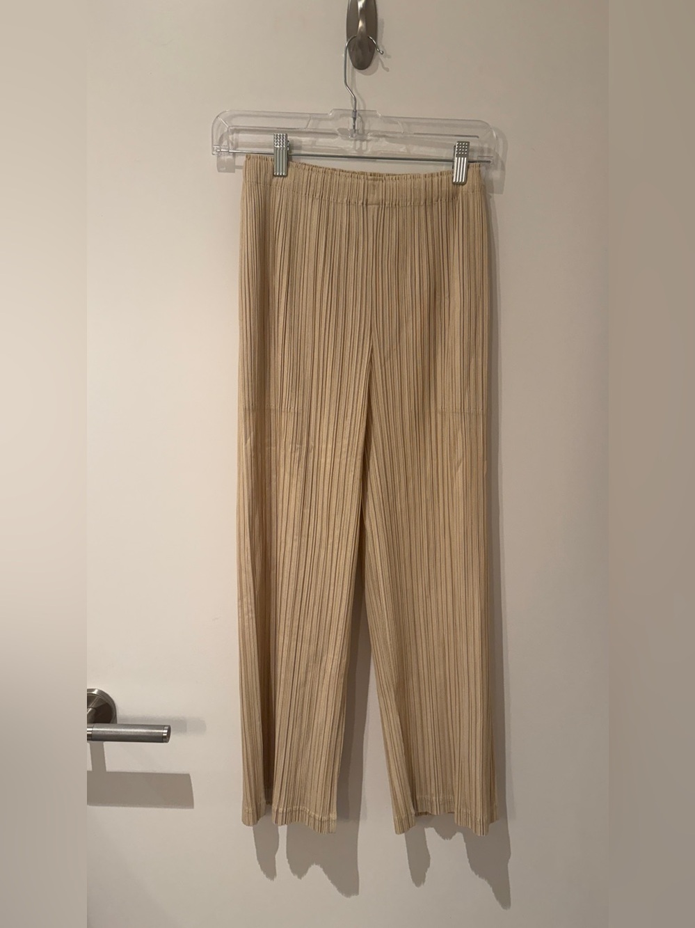 Pleats please issey miyake Beige Pleated Wide Leg Pants JF412